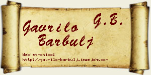 Gavrilo Barbulj vizit kartica